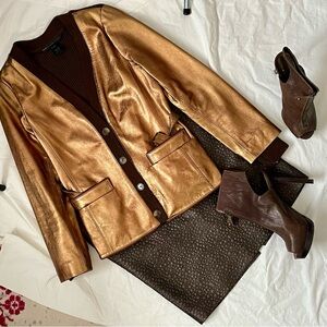 J. Crew Metallic Charcoal Textured Straight Skirt sz 8